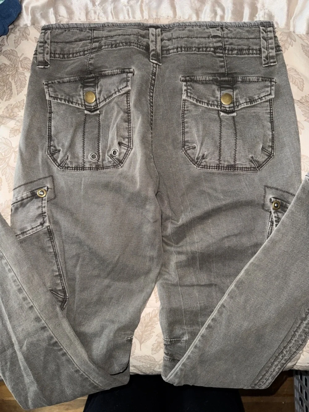 Free People Washed Gray Utility Skinny Pants - Picture 3 of 3